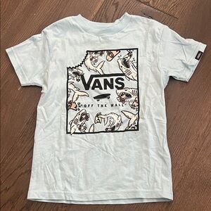 Vans Kids Shark Skateboard Tee - Pale Blue & Black Graphic